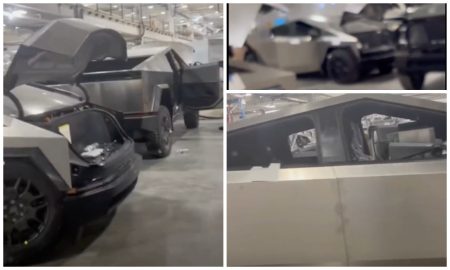 tesla cybertrucks seen in leaked video